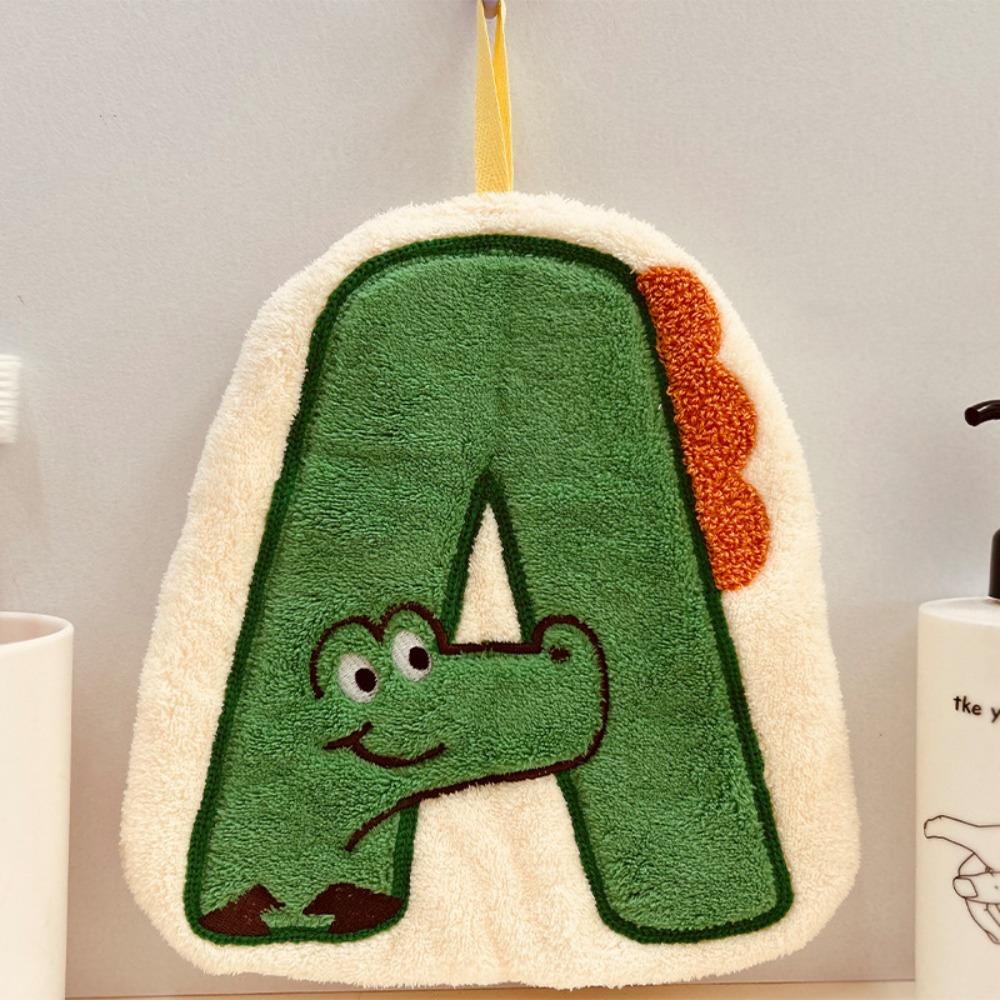 

Cartoon Animal Letters Wipe Hand Towel Absorb Water Coral Velvet Toilet Handkerchief Hanging Thickened Bathroom Kerchief Kitchen