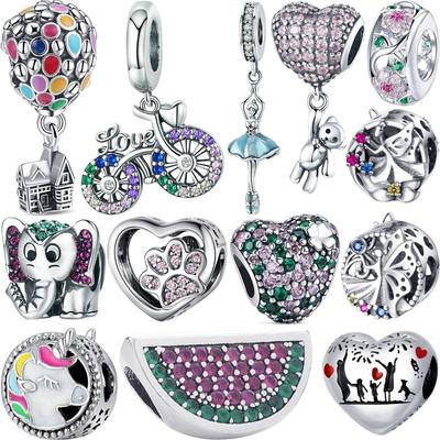 925 Gümüş Hollow Çiçekler Bisiklet Dansçısı Moda göz alıcı boncuk Fit Charms Bilezik Bileklik Kadınlar Takı