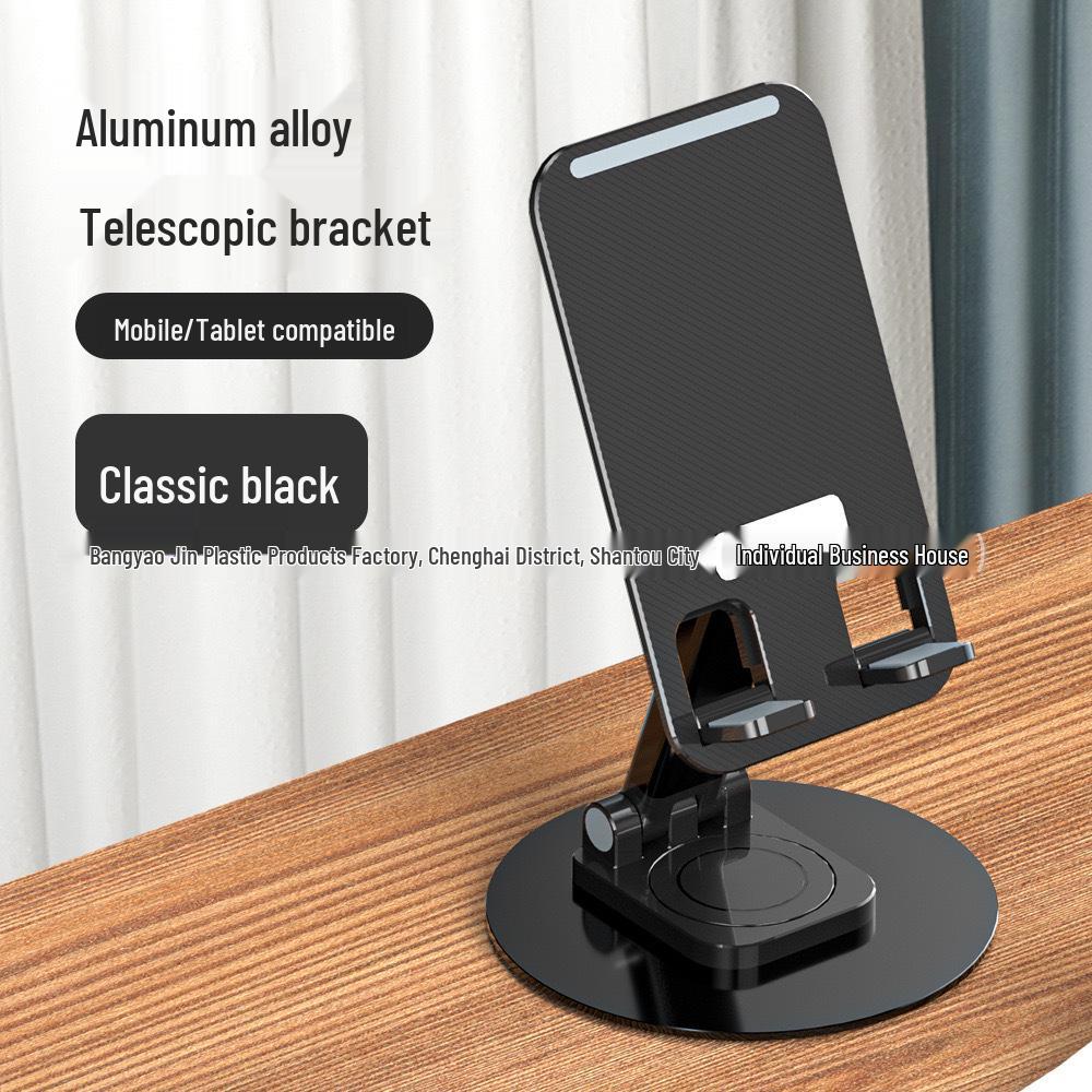 High-End Rotatable Metal Phone & Tablet Holder – Foldable, Universal, for Desktop and Live Streaming