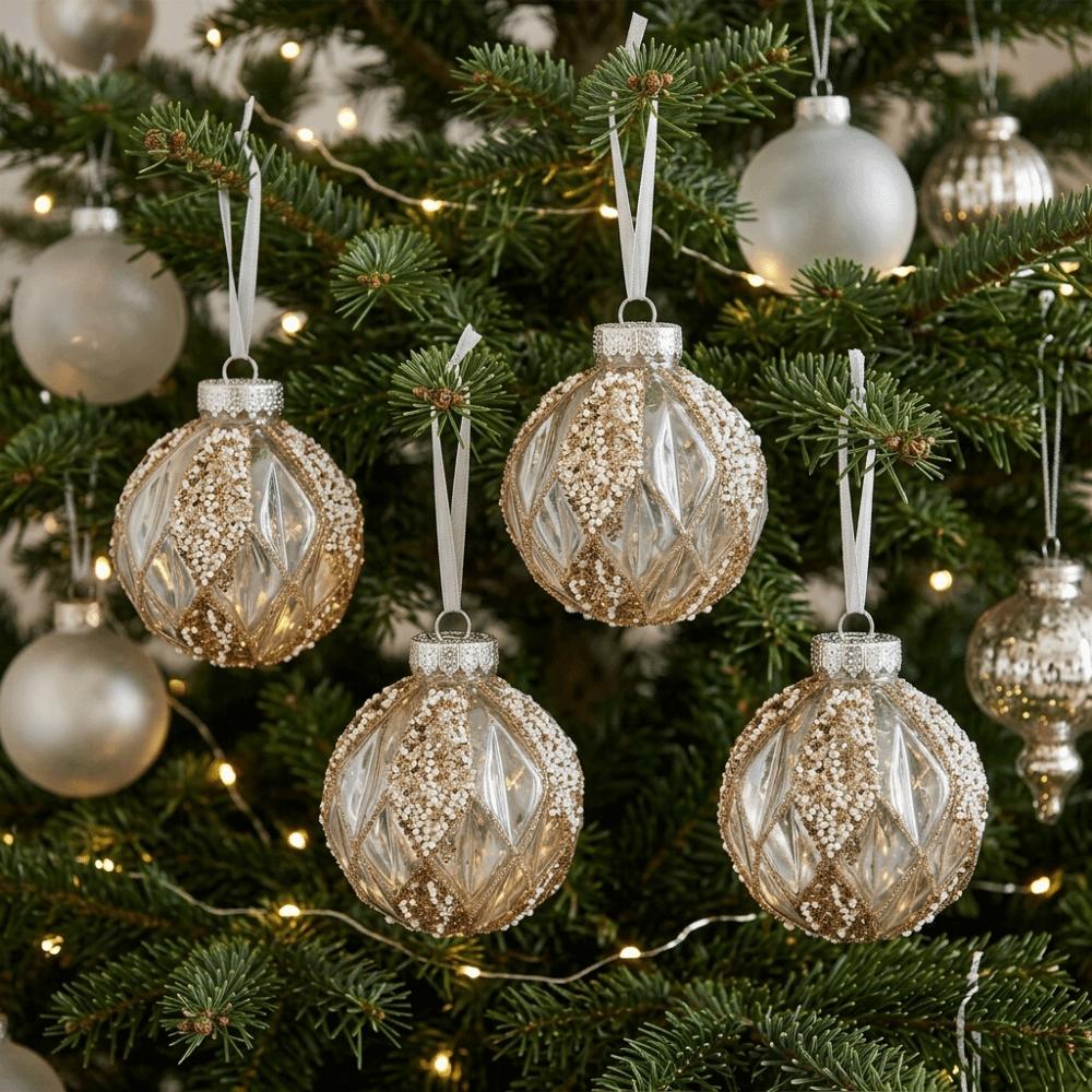 8CM Clear Bauble Christmas Tree Ball Plastic Christmas Hanging Ball Xmas Decorative Balls Festive