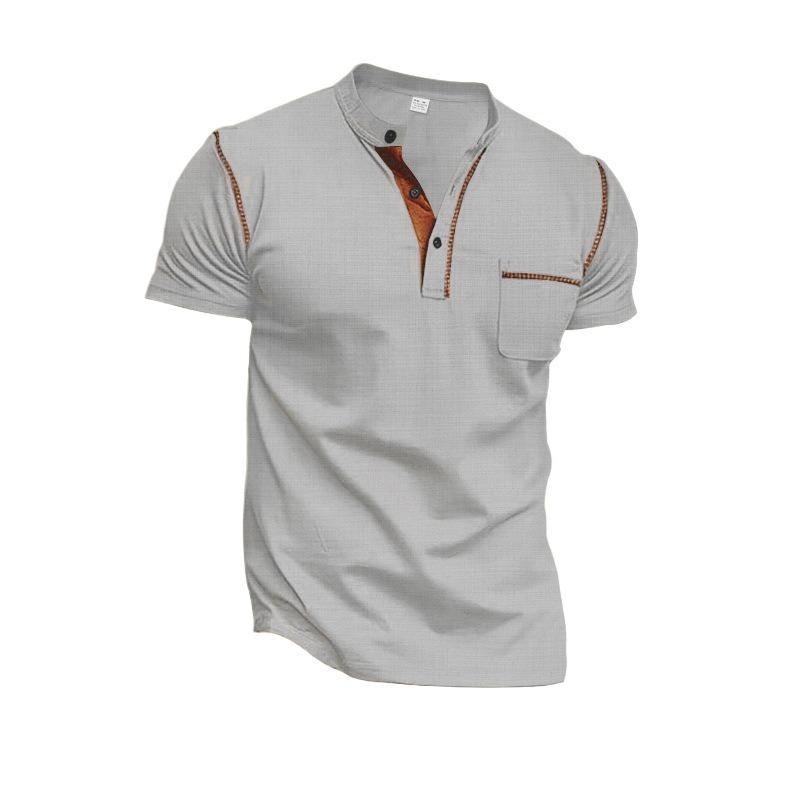 Men's Short Sleeved T-shirt Summer Youth Sports Leisure Quick Drying Stand Up Collar Pearl Cotton Polo Shirt
