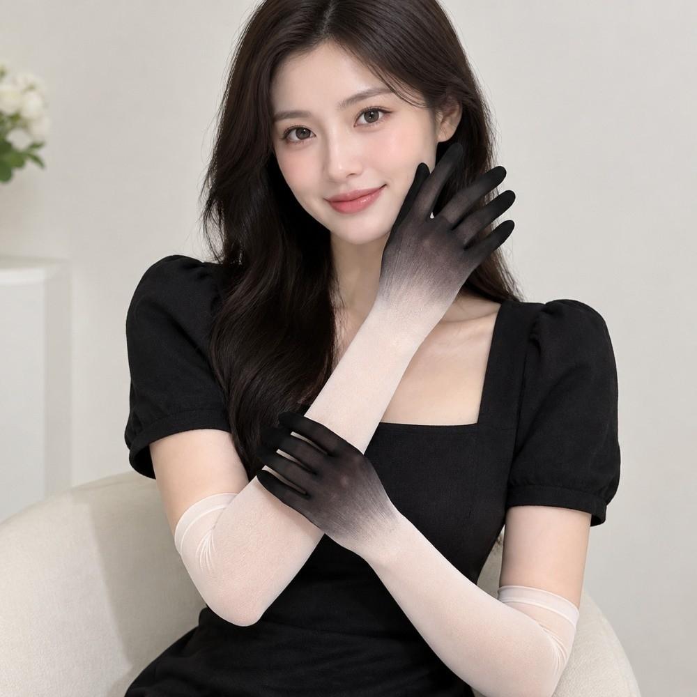 Transparent Sunscreen Mittens Ultra-thin Mesh Full Finger Gloves Dress Gloves