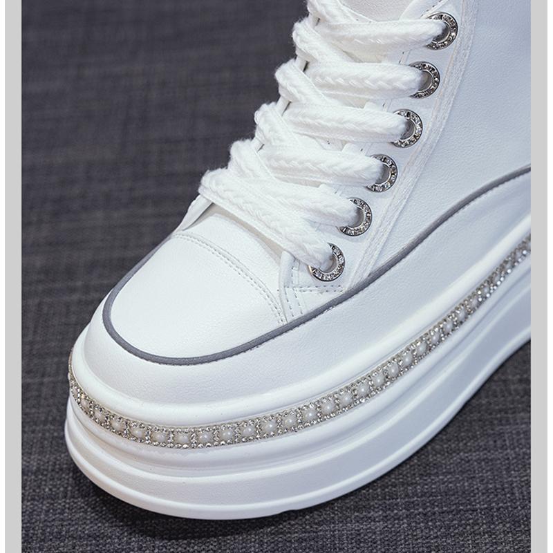 2025 Autumn Early Winter Shoes Women Modern Ankle Boots Soft Brand Ladies Platform Shoes Black White High Heels 8cm