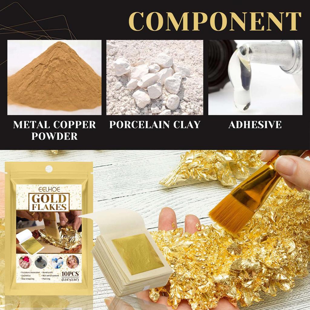 EELHOE Multifunktionale Blattgoldfolie, Hautschönheit Blattgoldfolie DIY Nagelkunst Malerei Pailletten Ornament