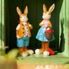 2Pcs Easter Rabbit Cartoon Resin Figurines for Enhancing Holiday Atmospheres Practical Home and Office Decoration