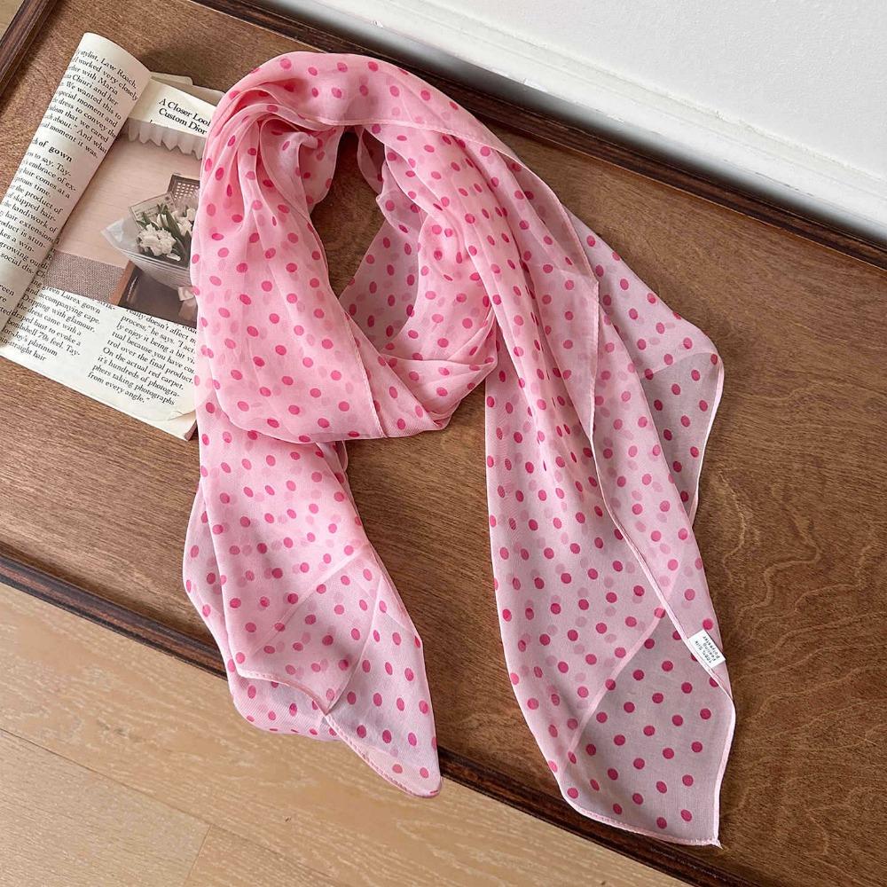 

Accessory Polka Dot Pattern Decorative Skirt Thin Fabric Lightweight Hip Scarf Versatile Waist Belt Dresses Matching рожевий