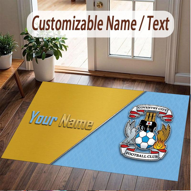 Custom Rug Coventry City Pattern Print Name Text Soft Non‑Slip Floor Carpet for Home Indoor Decoration