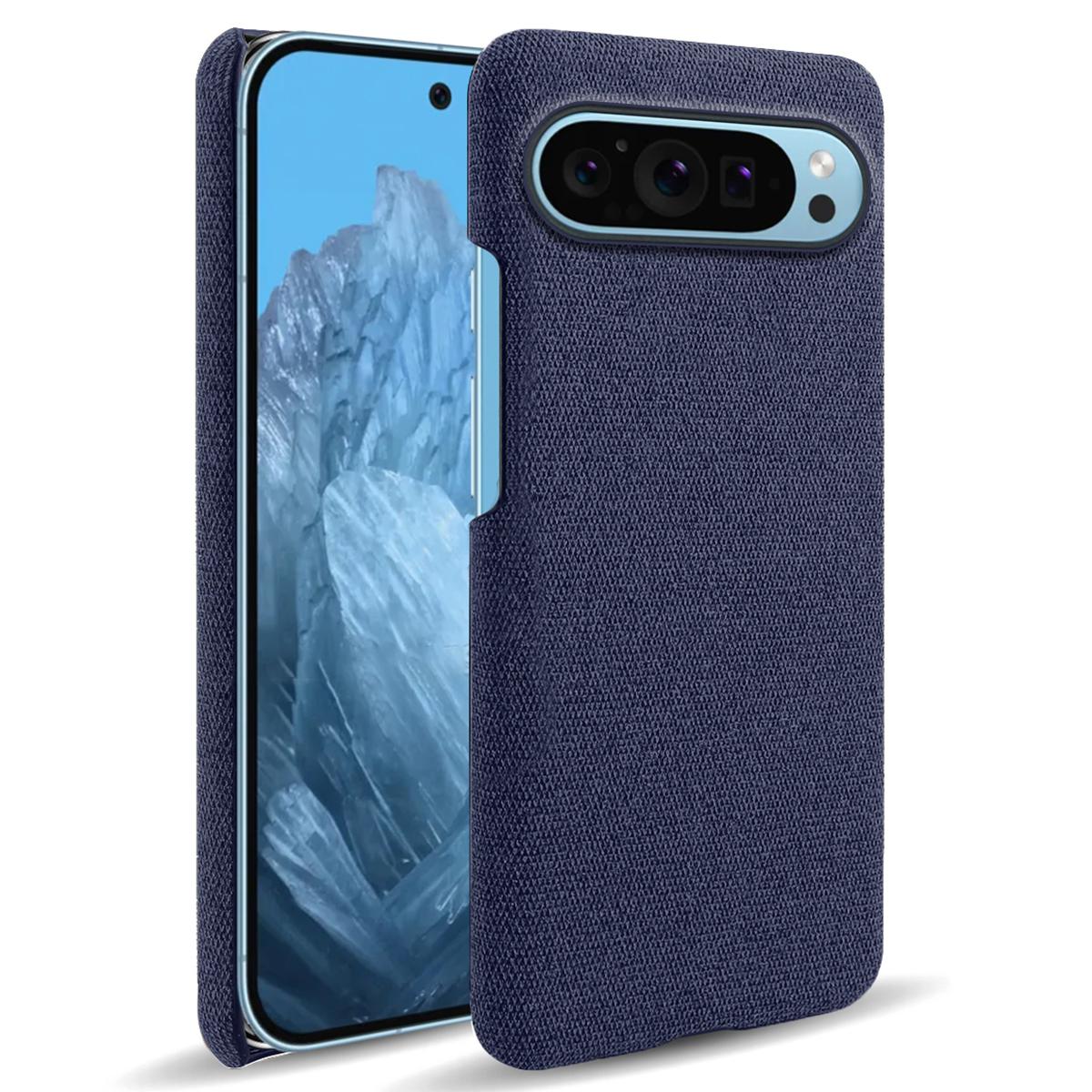 

Чохол для Google Pixel 9/Pixel 9 Pro PC+Тканина Ударостійка Захисна Накладка для Телефону Blue