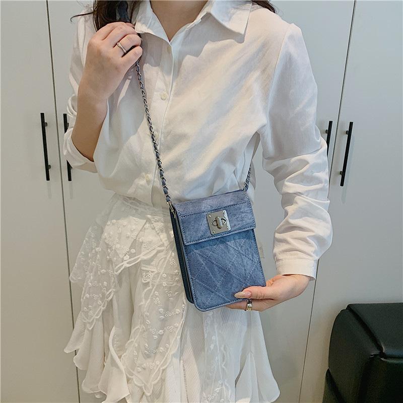 Simple Embossed Rhombus Chain Mini Small Bag Women'S Trend Versatile Solid Color Shoulder Messenger Bag