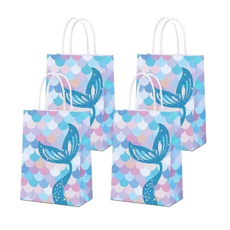 Pack of 10 Beauty Fish Theme Paper Bags with Scale Pattern Candy Storage Bags Suitable for Gifts and Party Favors