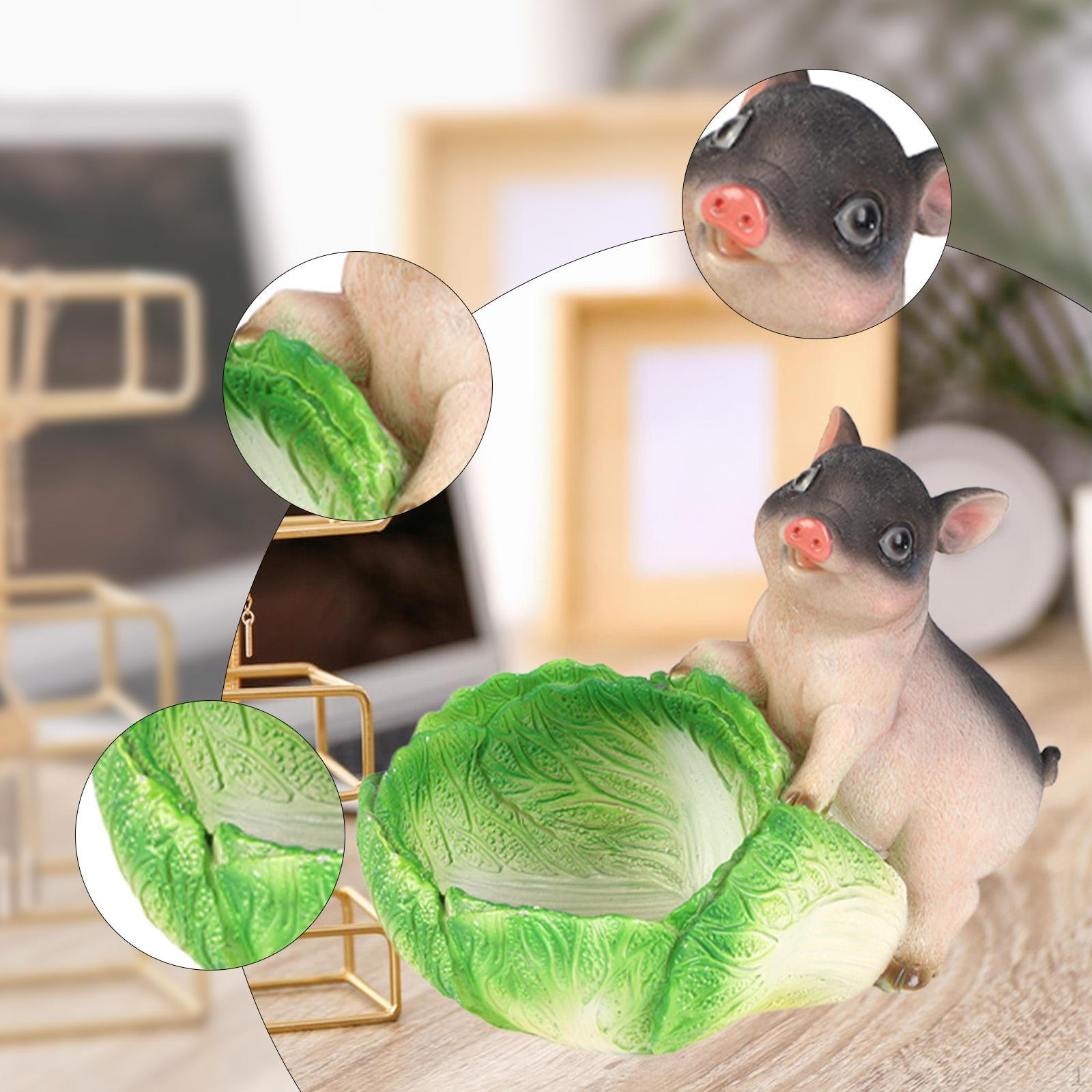 

Мультяшная статуэтка свиньи, поднос для хранения капусты, конфетница, украшение, полимерная скульптура, настольный органайзер для темно серый