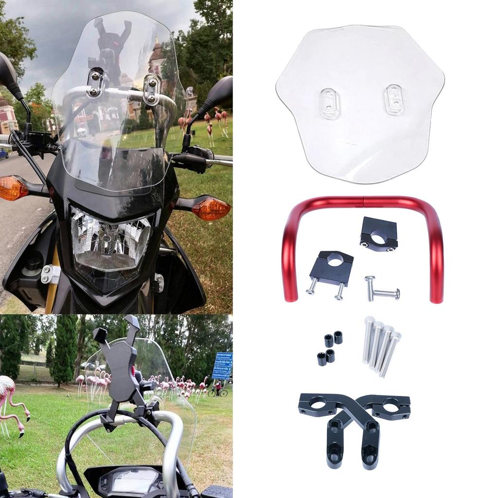 Motorcycle Fairing Windshield Extension Spoiler Wind Deflector Cruiser Windscreen Support for Universal Motorbike Comfort