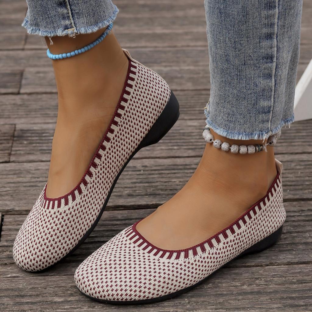Mode Damen Ballerinas 2024 Neue Mode Große Größe Rutschfest Lässige Loafers Schuhe Damen Mesh Atmungsaktiv Weiche Sohle Flache Sohle Schuhe für Damen