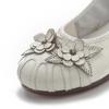 New Real Cow Leather Ballet Flats Woman Slim Foot Shoes Ladies Vintage Floral Moccasins Woman Luxury Flattie Beige Slip On Shoes
