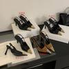 Spring New Temperament Pointed Head Empty Beautiful Thin Heel Color Matching Buckle High Heels Bag Head Sandals Women's Shoes