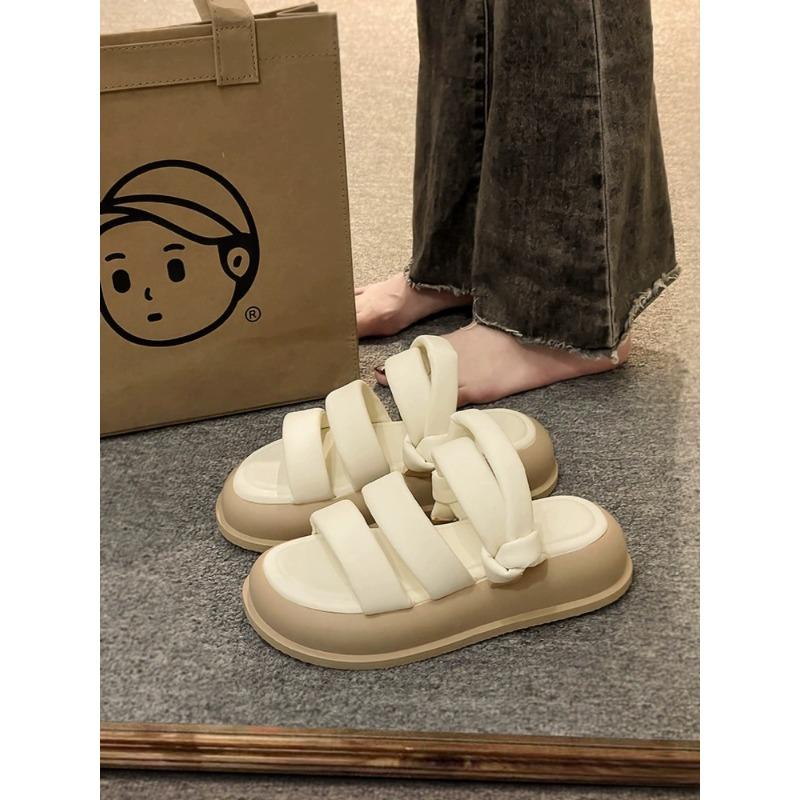 thick-soled one-word sandals women's new niche high-end summer slippers wear versatile shoes