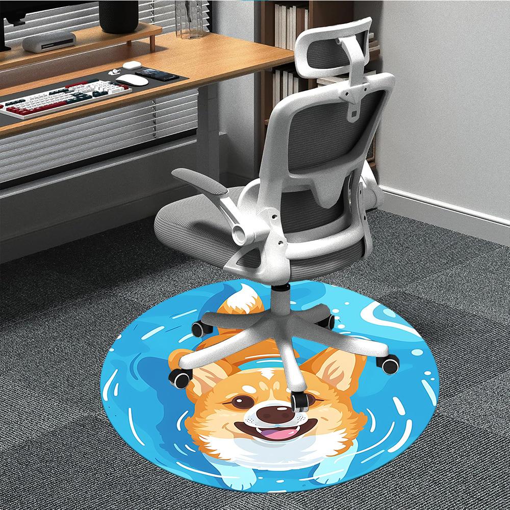 

1PC Corgi Office Round Area Rug, Indoor Mat Suitable ForOffice, Under Office Chairs Bedroom Living Room Home Decor, Room Deco, D029 80cm by 80cm