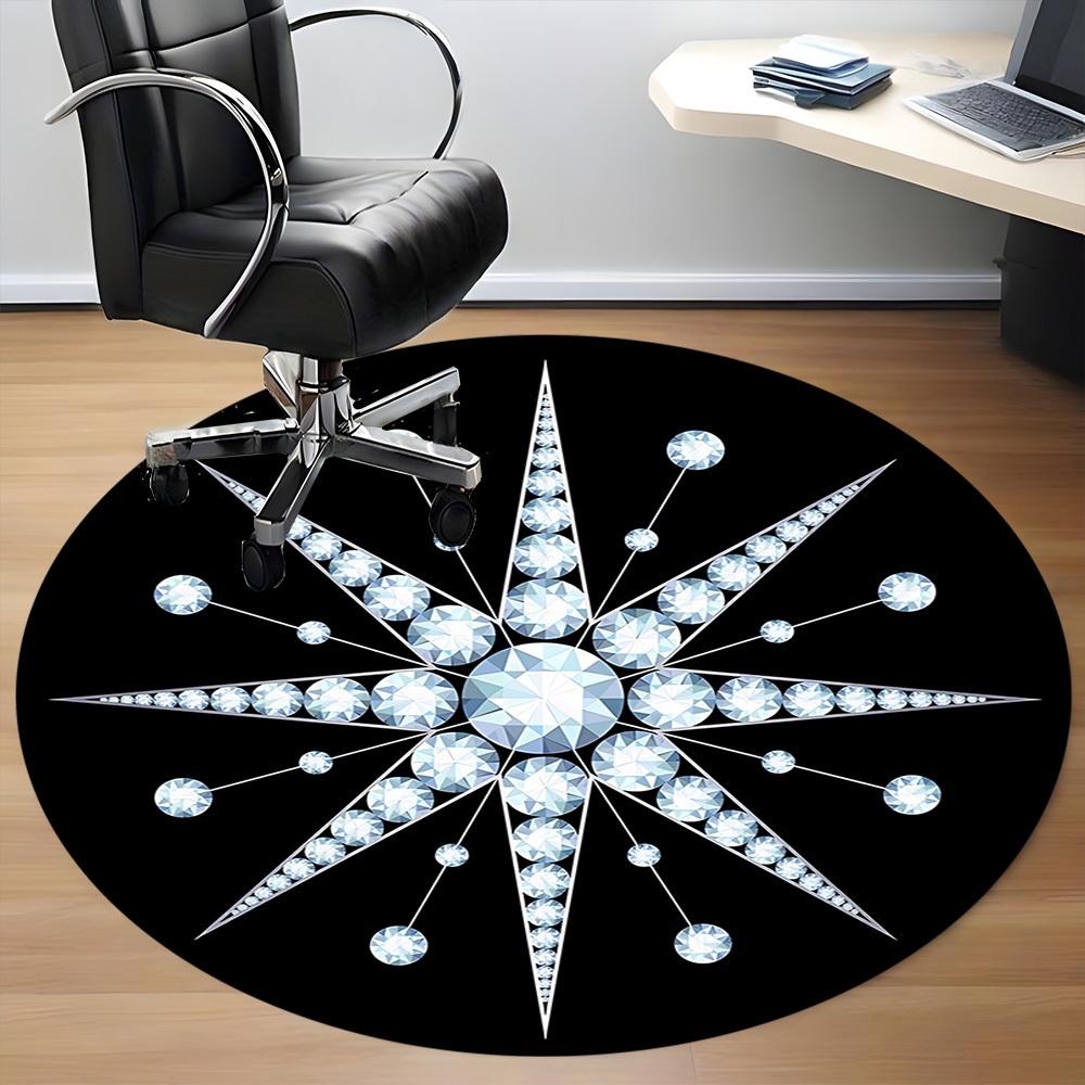 1pc Diamond Star Office Round Rug, Carpet for Office, Gaming, Lightweight Round Floor Mat Yy260205014