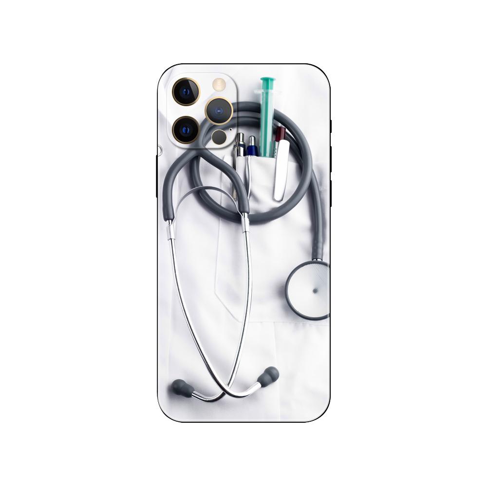 Black Tpu Case for Iphone 5 5s Se 2020 6 6s 7 8 Plus X 10 XR XS 11 12 13 Mini Pro MAX Back Cover Nurse Medical Medicine