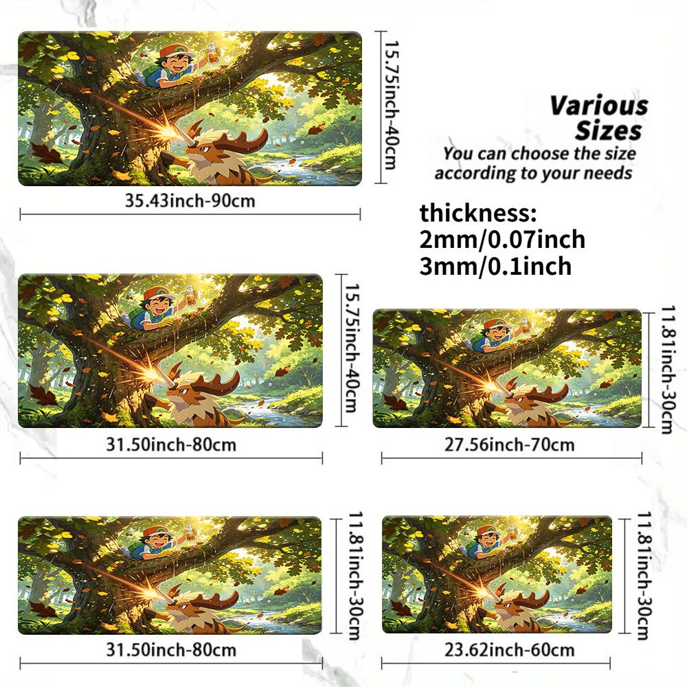 Pokemon Ash Pikachu with Friends Stained Glass Gaming Mouse Pad NonSlip Desk Mat 30x80x0.2cm