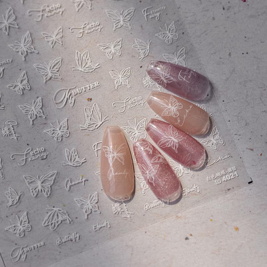 Adesivi per Unghie Farfalla Sottili Resistenti Bianco e Nero Fai da Te Creazione Adesivi Decorativi Creativi