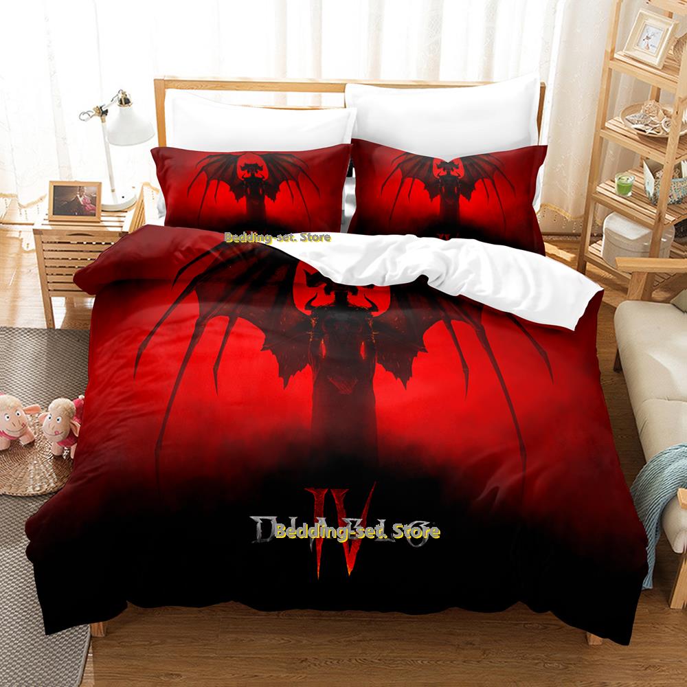 Comforter New Diablo Iv Bedding Set Single Twin Full Queen King Size Bed Set Adult Kid Bedroom Duvet Sets Anime Parure De Lit Bed