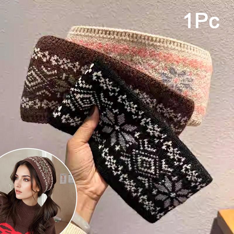 1 Stück Gestricktes Warmes Accessoire Stilvolles Haar Color-Block Gestreift Gestreiftes Stirnband Gestrickter Block Breitrandig