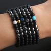 Frosted Black Beads, Black Gallstones, Natural Stone Bead Bracelet, Vintage Magnetic Bracelet, Men'S Accessories