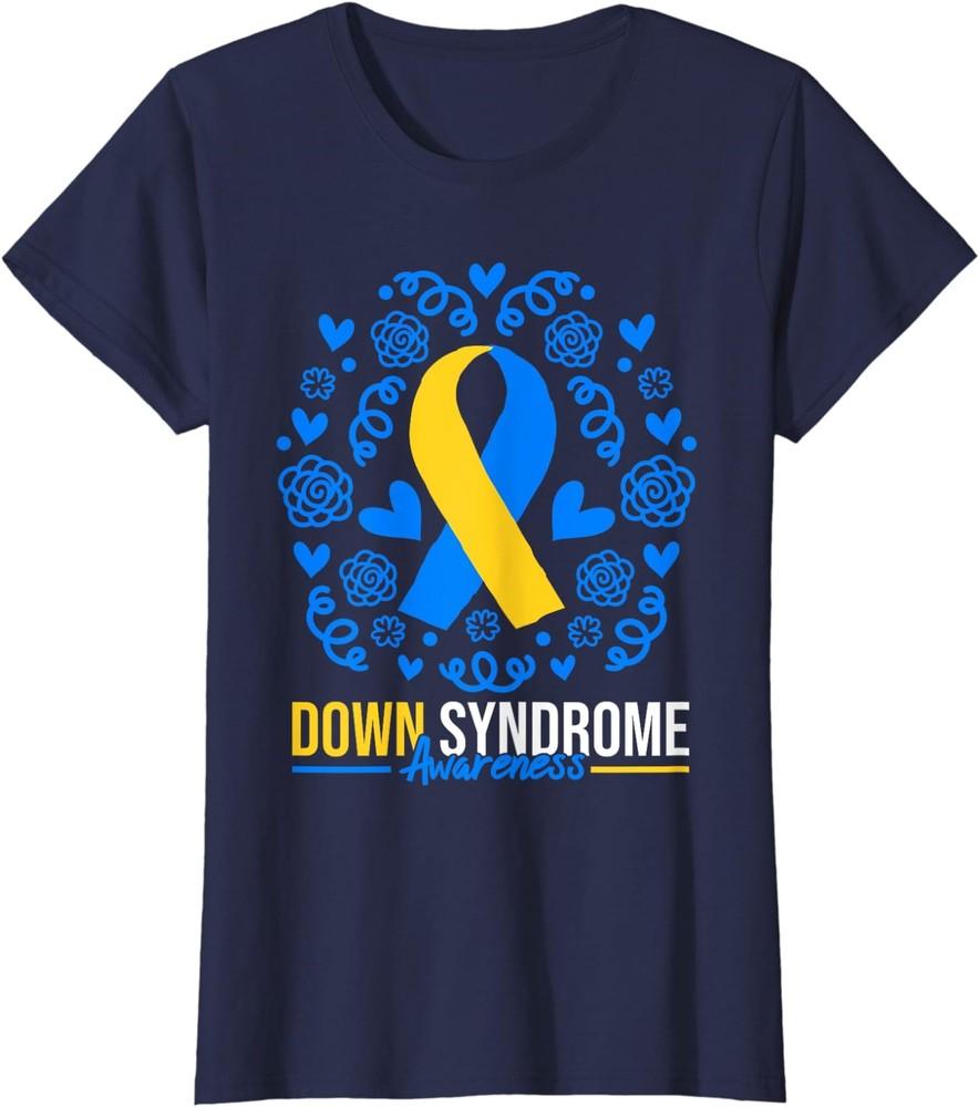 World Down Syndrome Awareness Day Ribbon Hearts T21 Ladies' Crewneck T-Shirt