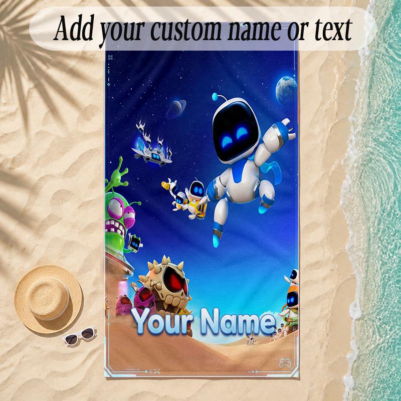 Beach TowelAstro Bot Custom Name Text Personalized Soft Towel for Beach Pool Indoor Home Decor Gift