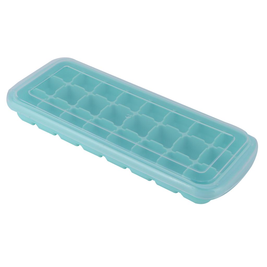 24 Grid Small Cubes Silicone Ice Tray with PP Lid Silicone Ice Mold for Home KitchenGreen