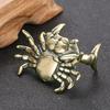 1 Pcs Crab Figurine Toy Ornament Alloy Weightlifting Crab Pen Holder Organizer Bronze Crab Sculpture Statue Desktop Ornament