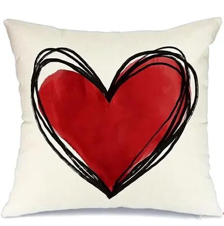 Valentines Day Red Love Pillowcase Love You More Decorative Cushion Cover for Holiday Decor 45x45cm