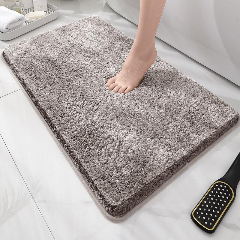 Modern Minimalist Solid Color Floor Mat, Square Long Plush, Thickened Absorbent Carpet, Bathroom Door Mat, Non Slip Mat