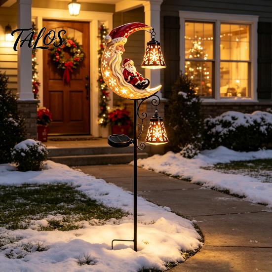 Easy Installation Outdoor Lighting Solar Christmas Garden Stake Light, 31.5 Inch Santa Snowman LED Pathway Lights, Decorative Holiday Path Waterproof