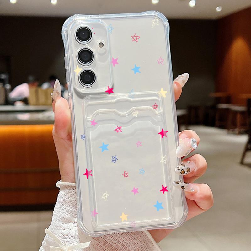 Card Bag Wallet Case For Samsung Galaxy S25 Edge S24 Ultra S23 S24 FE A17 A55 A35 A25 A15 A16 A56 5G Tiny Hearts TPU Phone Cover