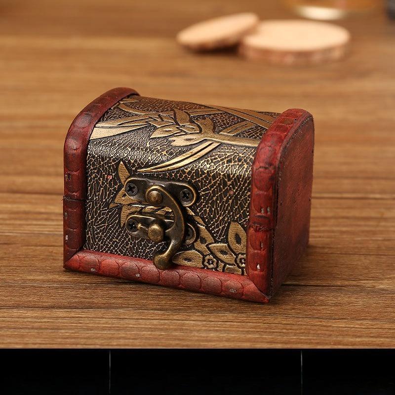 Vintage Wooden Storage Box with Lock, Retro Jewelry Keepsake Organizer for Wedding Candy, Jewelry , Trinkets,Trinkets,