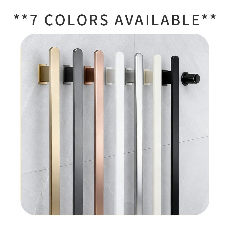 Gold Vertical Heated Towel Rail for Large Towels & Bathrobes, Hidden Wiring Bathroom Towel Rack with Temp & Time Control