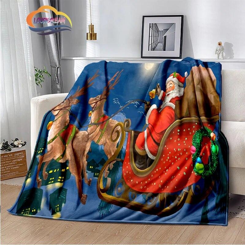 Frohe Weihnachten Serie Santa Decke Flanell Wärme Weiche Plüsch Sofa Bett Werfen