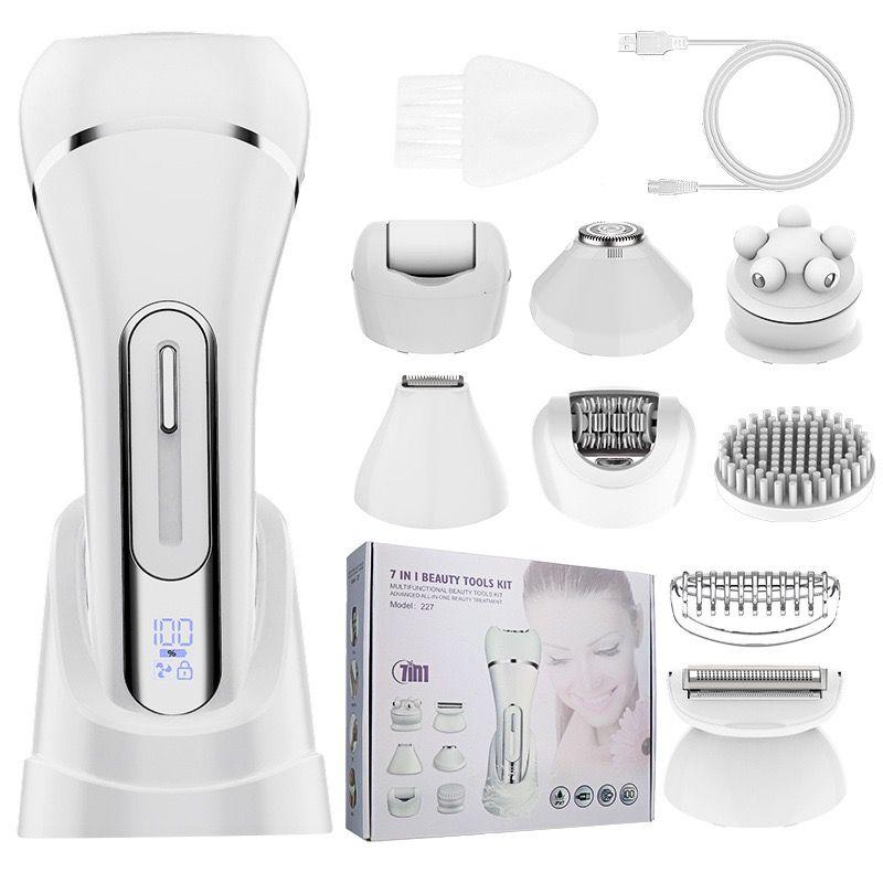 7 In 1 Electric Razor for Women Shaver Lady Shaver Body Hair Trimmer for Armpit Bikini Arm Leg Face Mustache Portable Painless Hair Removal Set