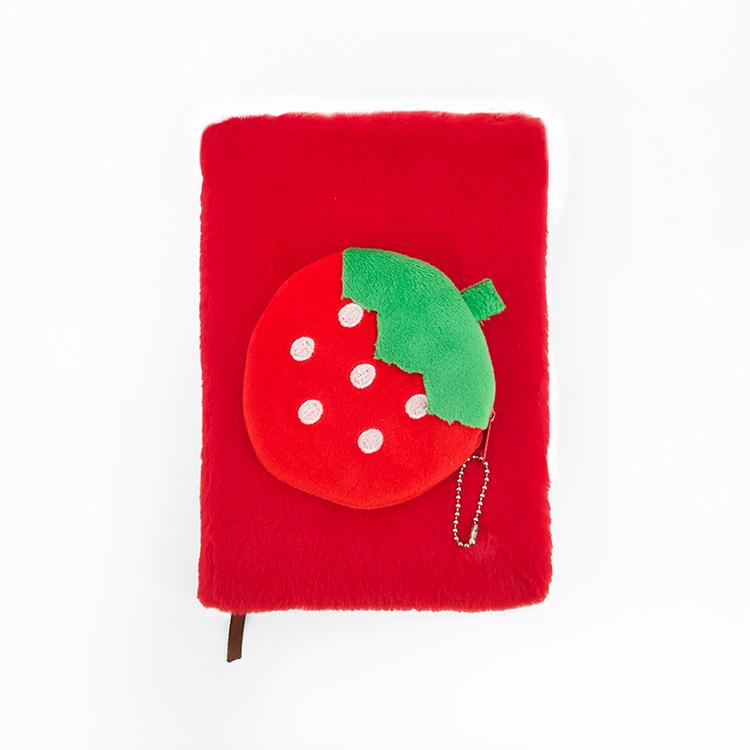 A5 Fruit Plush Diary Notebook with Pineapple, Strawberry, Orange, Watermelon Coin Purse земляничный