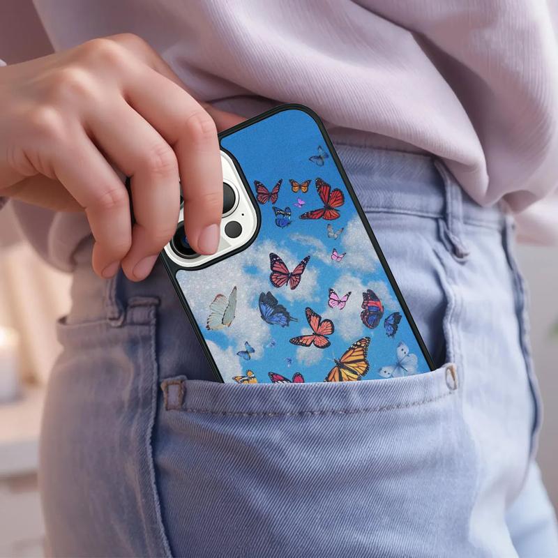 Cute Aesthetic Butterfly Phone Case For iPhone 17 Air 15 16e 14 13 Pro Max Coque 12 11 Pro Max PLUS cover