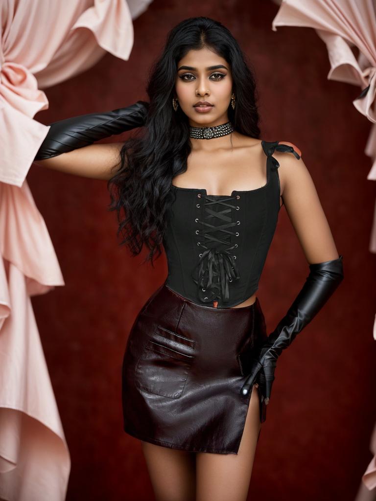 Rose Beauty A Grommet Lace Up Front Bandana Hem Crop Corset Shapewear Top