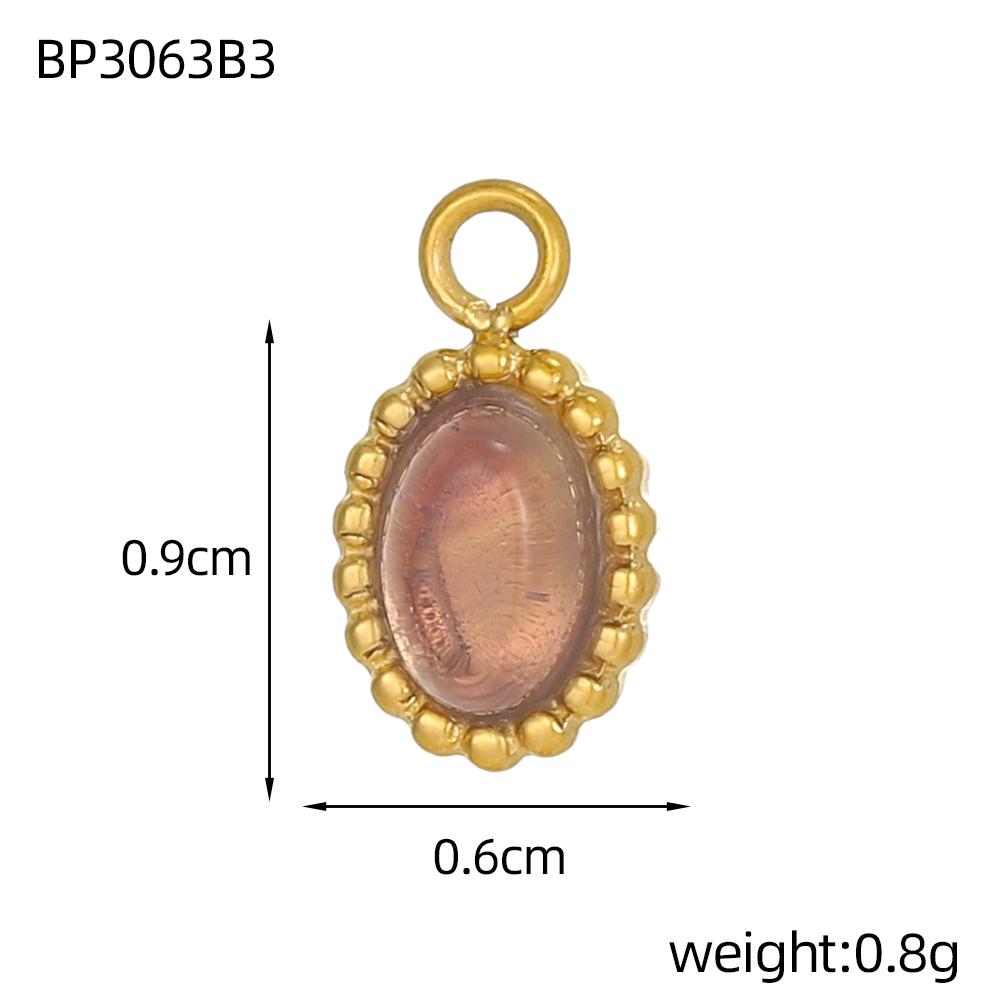 CARLIDANA Stainless Steel Multi-Color Natural Stone Jewelry Charm Fan Round Pendant for DIY Necklace Earrings Accessories