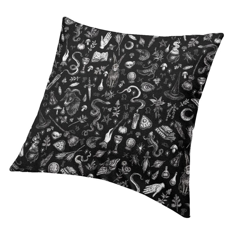 M Witch In Black Square Pillowcover Home Decor Occult Witchy Magic Cushions Throw Pillow For Car Double-Sided Printing