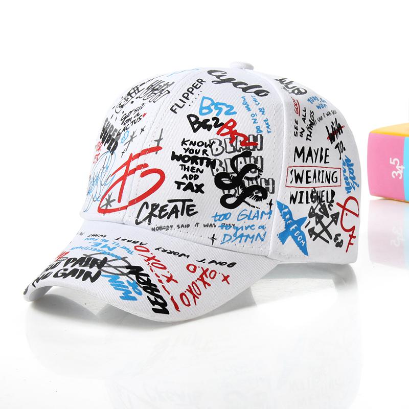 Fashion cotton Graffiti boy girl Baseball caps Children Printed snapback hat Kids Popular hip hop hat Cap hot sell