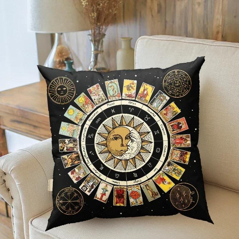 Home Decor Astrology Tarot Design Pattern Throw Pillow Pattern Cushion Cover Suitable For Sofa Bedroom Car Pillow Cover