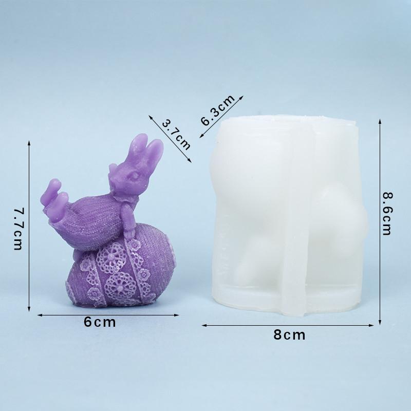 DIY Cute Rabbit Candle Making Tool Easter Egg Soap Crystal Silicone Mould Scented Candle Decor Animal Painting Plaster Doll Gift CDN