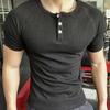 Men's Short Sleeve Henley T-Shirt - Tight Round Neck, Quick Dry, Solid Color Fit