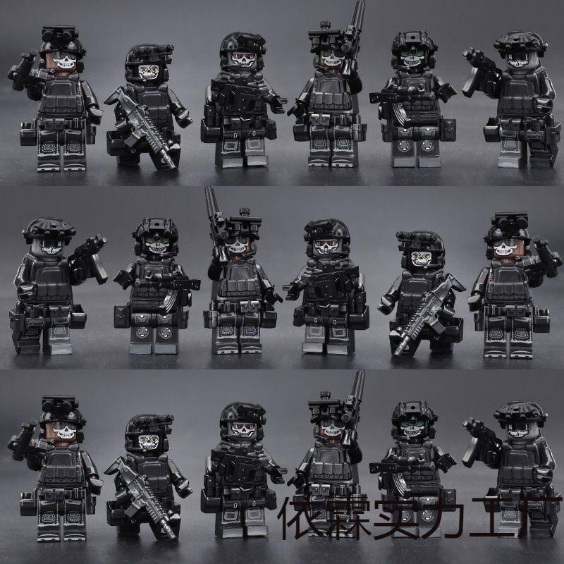 Kompatibel mit Lego Militärbausteinen Swat Miniatur Spezialeinheiten Voll bewaffnete Soldaten Jungen Zusammengebaute Spielzeuge